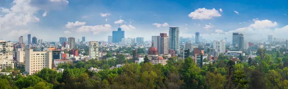 Skyline of Mexico City on a clear day